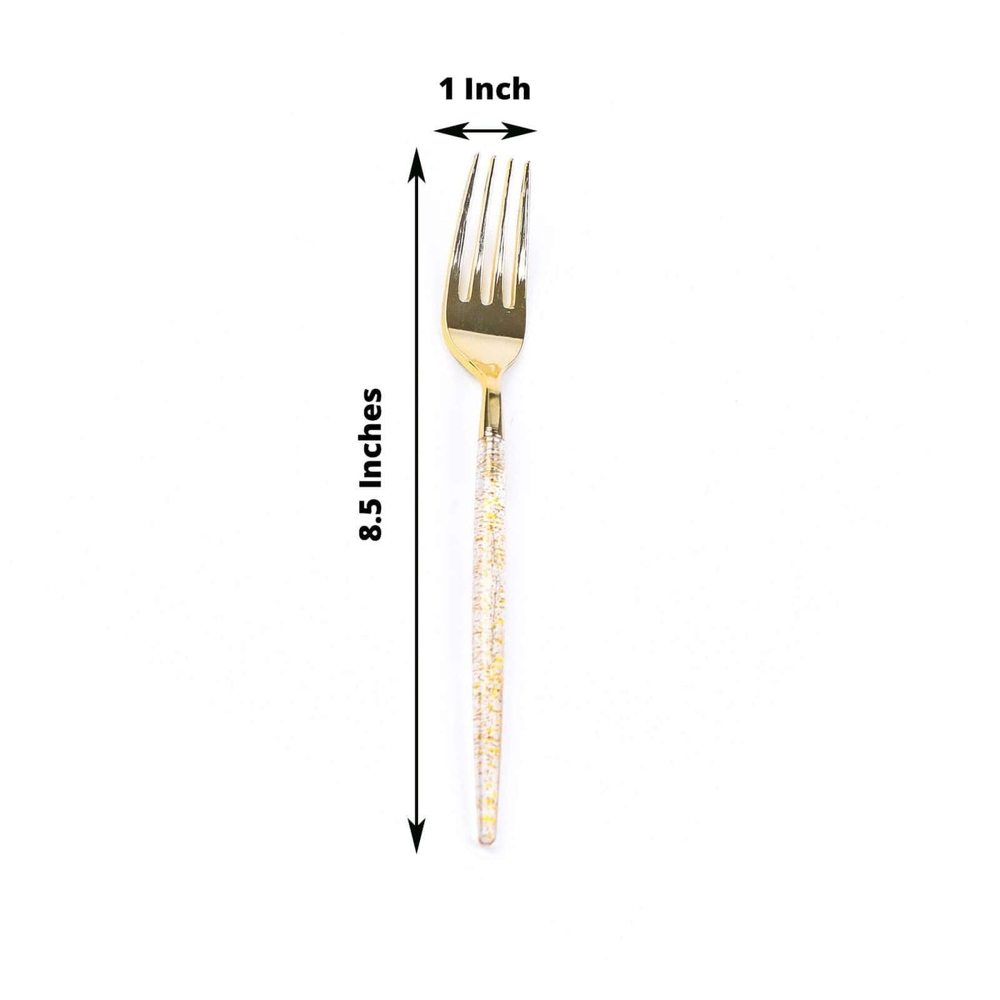 24-Pack Plastic Forks with Gold Glitter - Disposable Silverware Cutlery for Events
