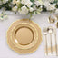 10-Pack Plastic 10" Round Dinner Plates in Gold with Gold Scalloped Rim - Disposable Party Plates