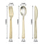 24-Pack Plastic Silverware Set with Hammered Design Gold - Heavy Duty Disposable Utensils 7"
