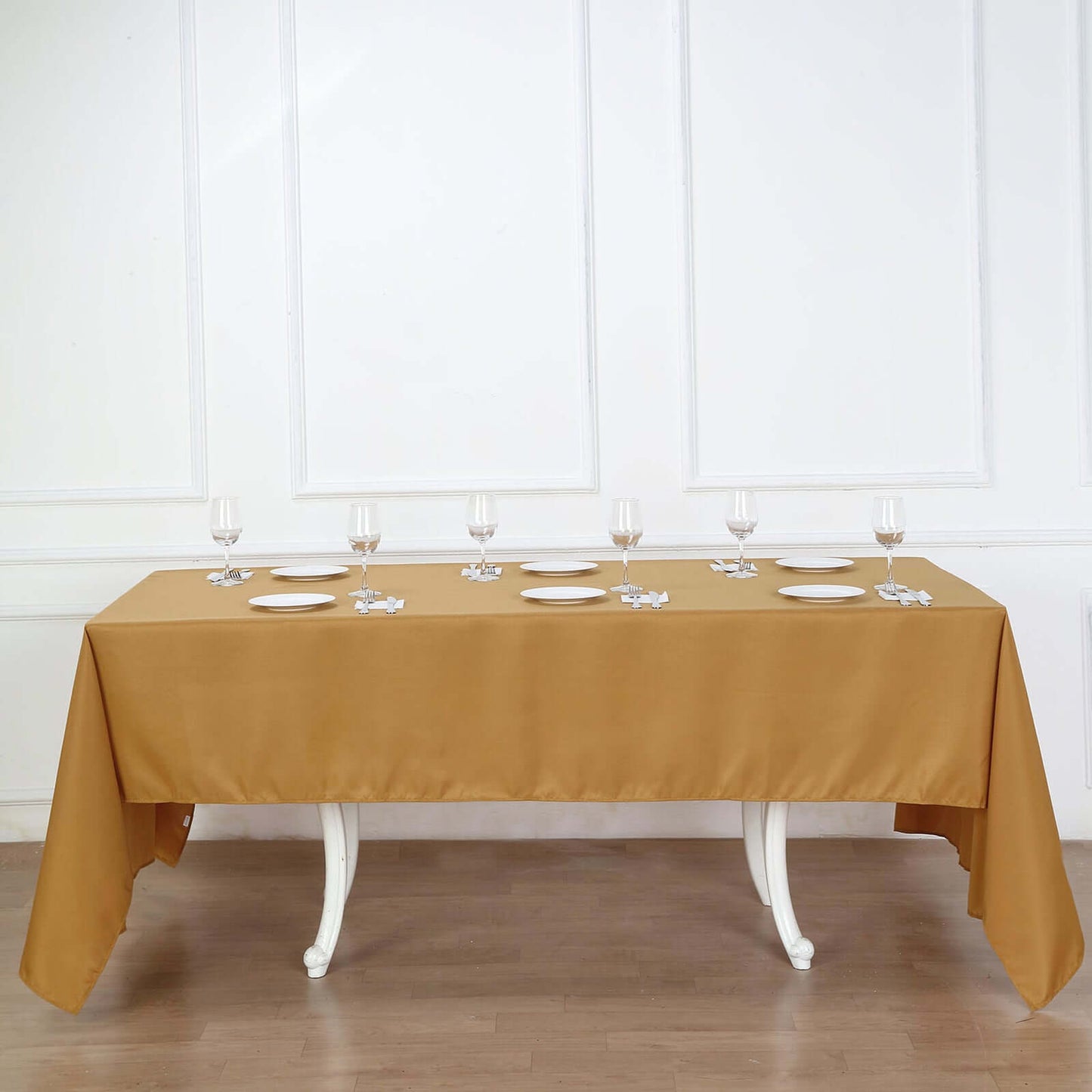 Polyester 60"x126" Rectangle Tablecloth Gold - Wrinkle-Resistant Table Cover for Weddings & Parties