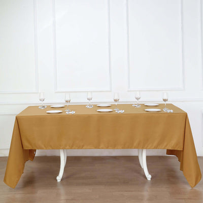 Polyester 60"x126" Rectangle Tablecloth Gold - Wrinkle-Resistant Table Cover for Weddings & Parties