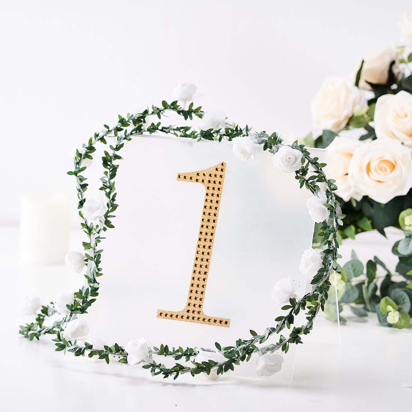 Decorative Rhinestone Number "1" Stickers, Glitter Adhesive Craft Numbers Gold DIY Sparkle Embellishments 8"
