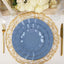10-Pack Plastic Round 6" Dessert Plates in Ocean Blue Ruffled Rim with Gold Edging - Sturdy Disposable Salad Appetizer Dinnerware