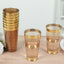 12-Pack Plastic Party Cups Transparent Amber Gold with Gold Rim - Durable Disposable Tumblers for Drinks 17oz 5.5"