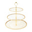14" Clear Gold Glittered 3-Tier Plastic Dessert Display Stand With Gold Beaded Rim, Round Cupcake Tower Tea Party Serving Platter With Top Handle