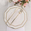 25-Pack Paper 9" Decagon Dinner Plates in White with Gold Foil Rim - Disposable Geometric Party Plates for Modern Weddings & Events
