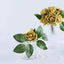 24 Roses 2" Gold Artificial Foam Flowers With Stem Wire and Leaves