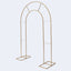 8ft Tall Gold Metal Round Top Double Arch Wedding Arbor Ceremony Stand, Flower Balloon Frame Backdrop Stand