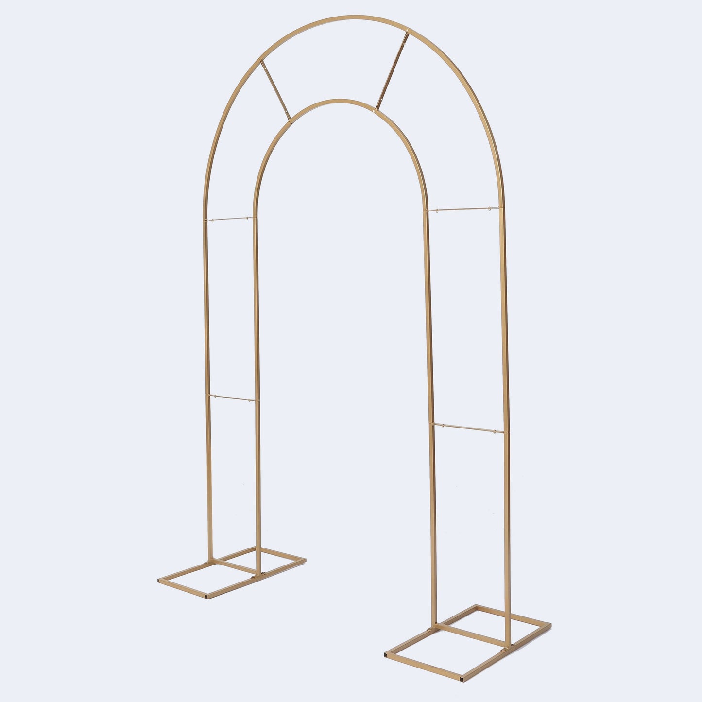 8ft Tall Gold Metal Round Top Double Arch Wedding Arbor Ceremony Stand, Flower Balloon Frame Backdrop Stand
