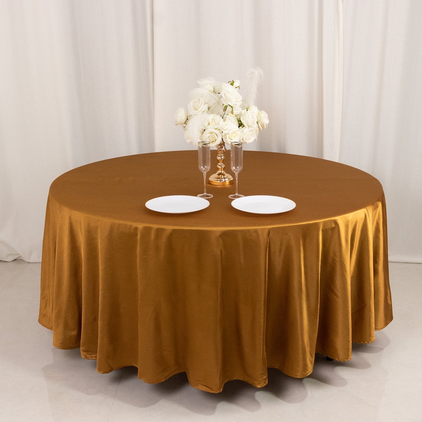 Scuba Round 108" Tablecloth Shimmering Gold - Wrinkle Free & Stain Resistant Table Cover for Weddings and Parties