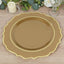 10-Pack Economy Plastic Round Charger Plates 13" in Gold with Scalloped Rim, Decorative Dinner Party Serving Plates