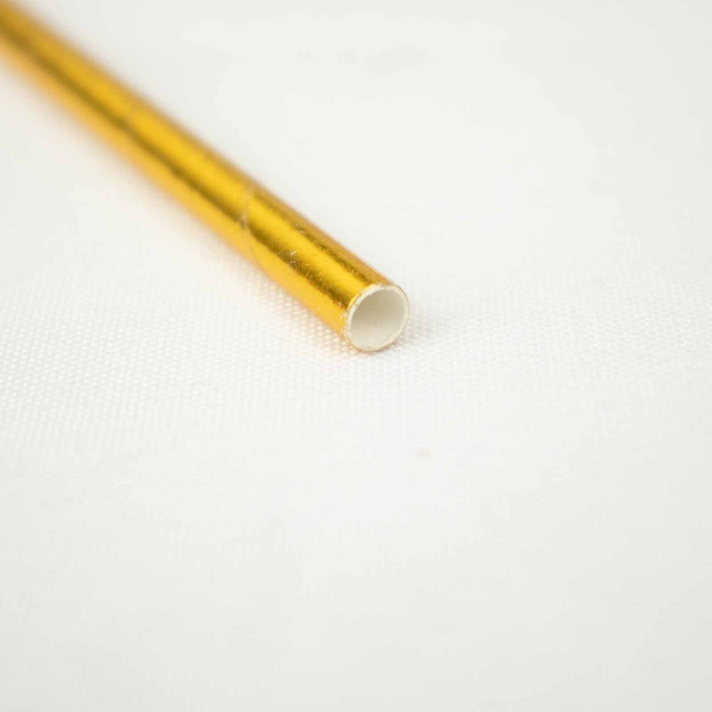 50-Pack Paper Drinking Straws Metallic Gold Foil Food Grade - Disposable Biodegradable Straws for Events 8"