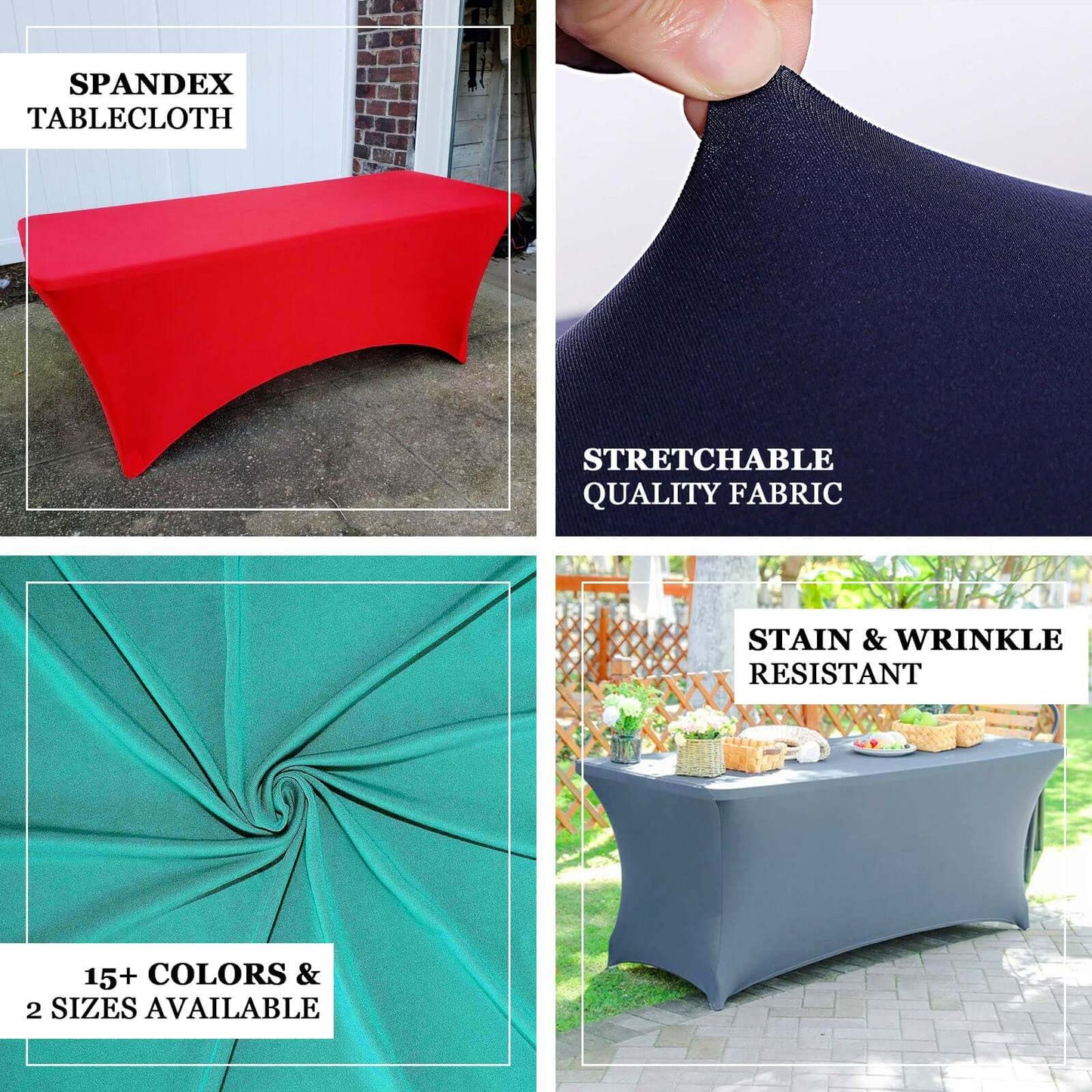 Stretch Spandex 6ft Rectangle Tablecloth Gold - Durable Form-Fitting Table Cover for Events & Presentations