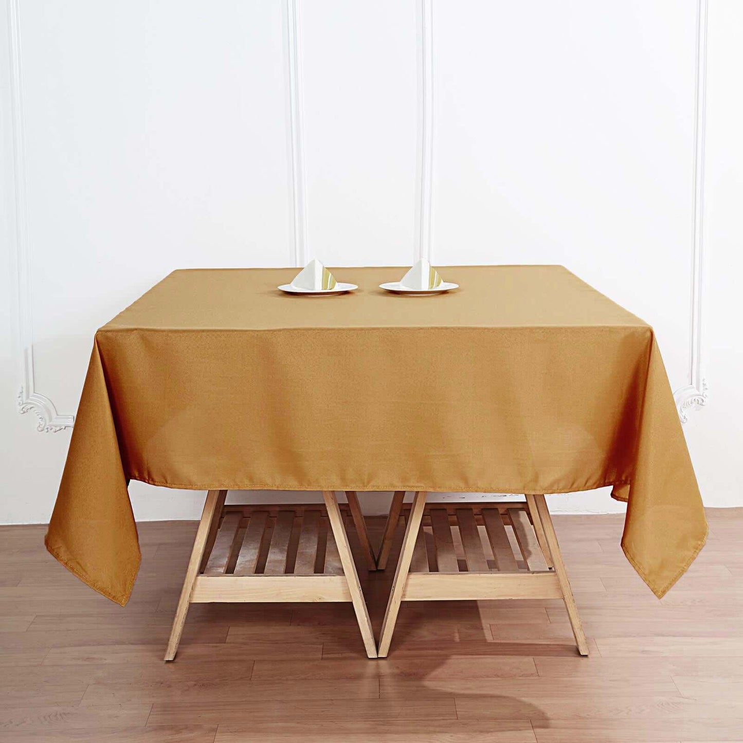 Polyester Square 70"x70" Tablecloth Gold - Wrinkle-Resistant & Durable Table Cover