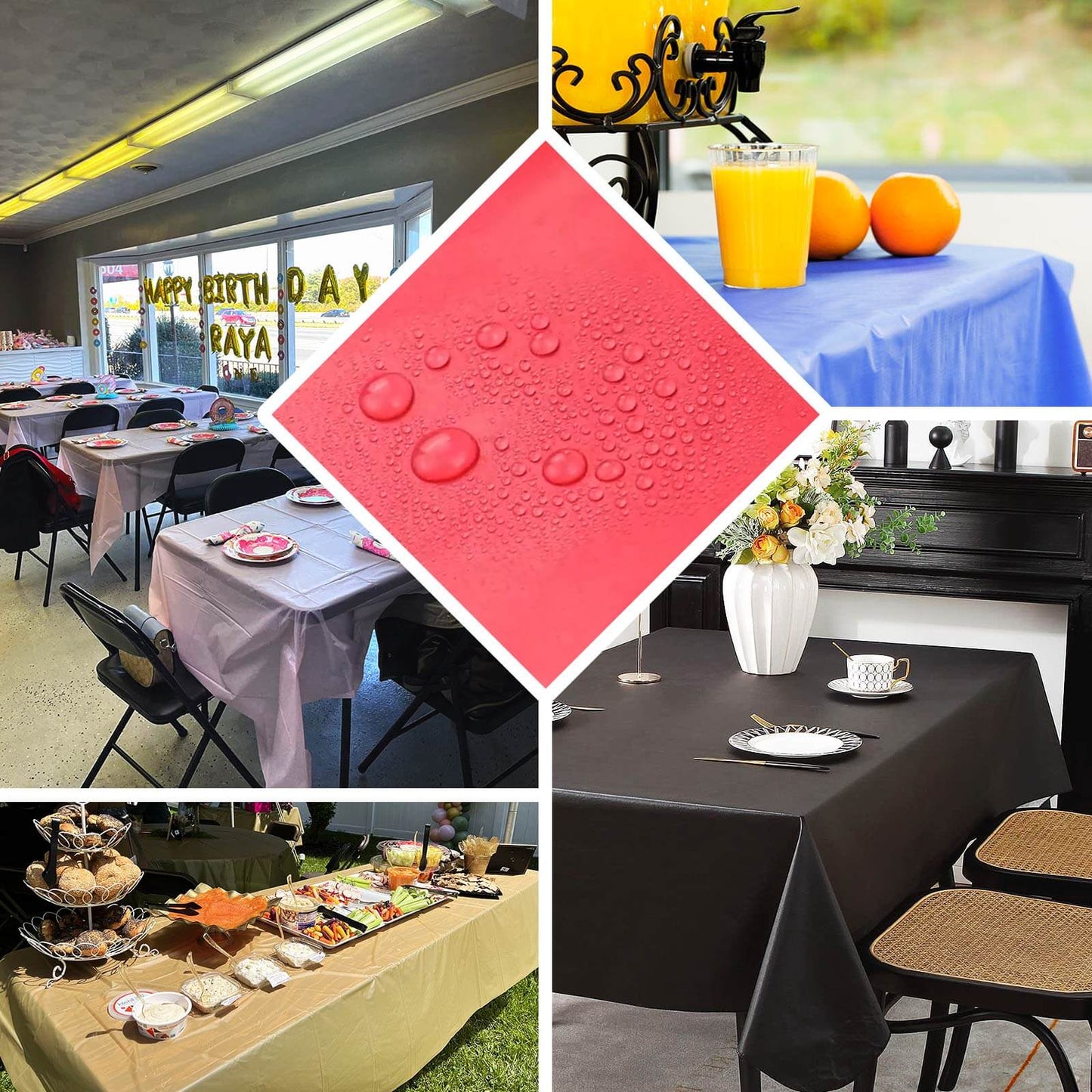 5-Pack Plastic Table Covers Gold Rectangle - Reliable PVC Disposable Covers for Gatherings 54"x108"