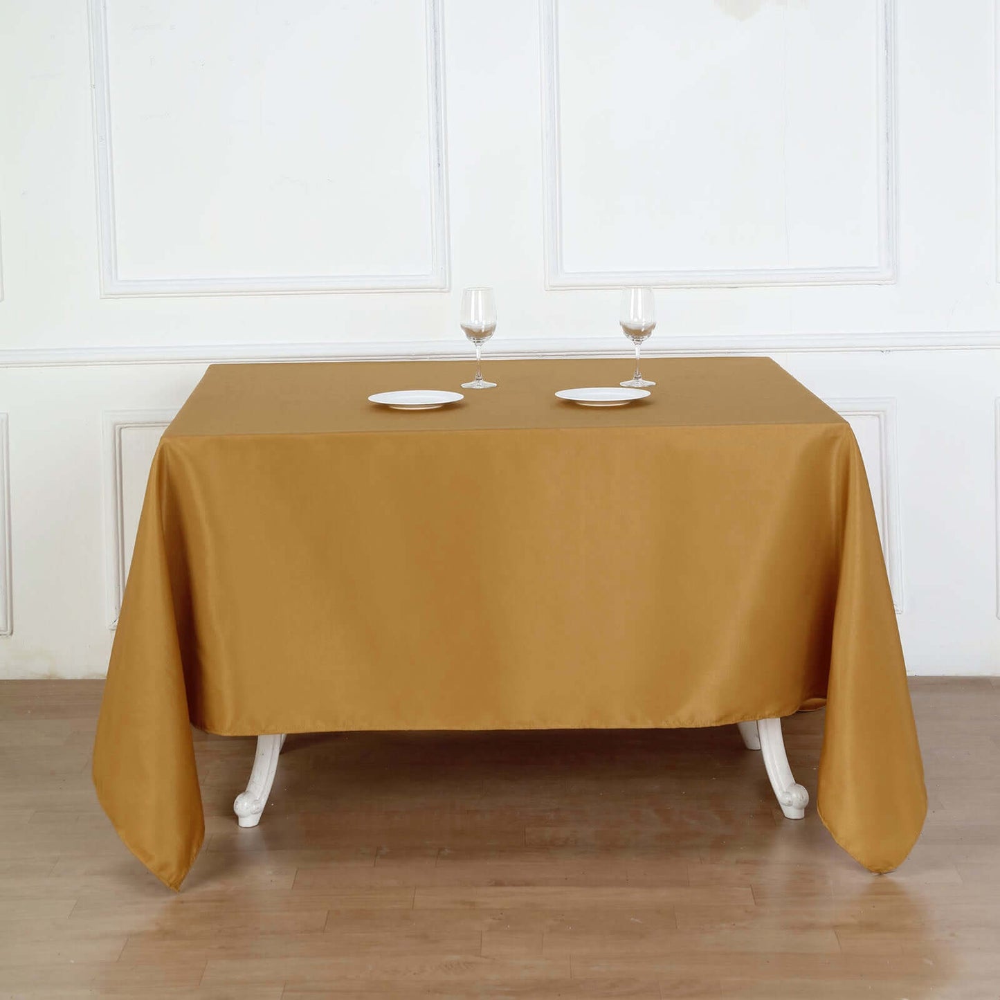 Polyester Square 90"x90" Tablecloth Gold - Wrinkle-Resistant & Durable Table Cover for Events