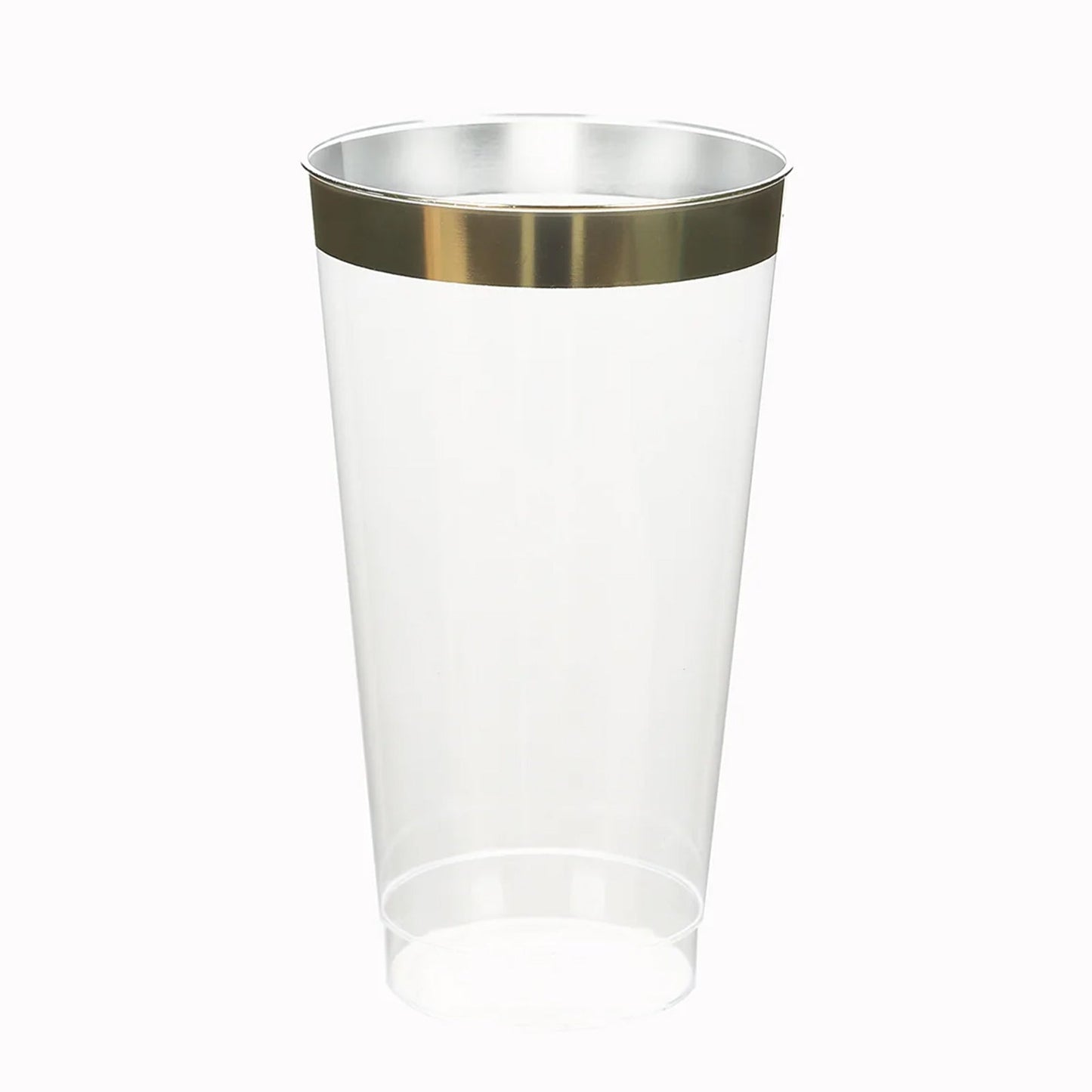12-Pack Plastic Party Cups Clear with Gold Rim - Durable Disposable Tumblers for Drinks 17oz 5.5"
