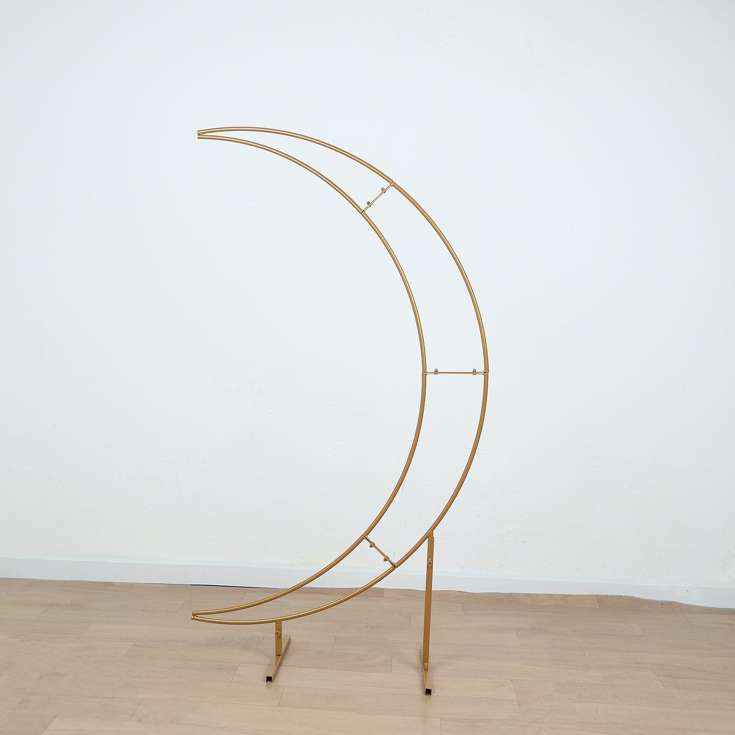 4ft Gold Metal Half Crescent Moon Wedding Arbor Frame, Table Top Centerpiece Curved Design Arch Flower Balloon Stand