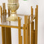 Set of 3 Wedding Pedestal Stands Square Acrylic Plate Design Gold - Metal Flower Display Plinths 26",30",34"