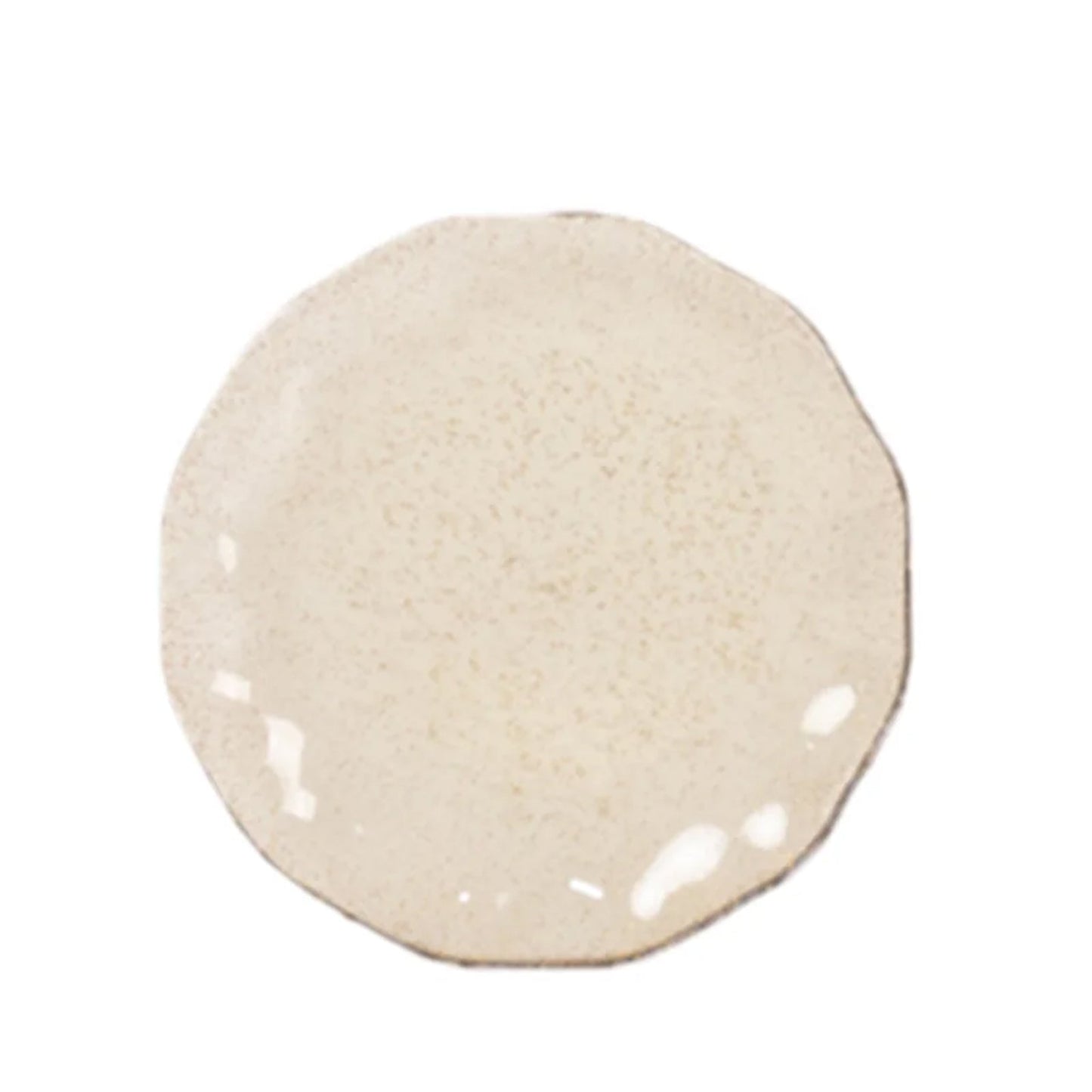 10-Pack Plastic Round 6" Dessert Plates in Gold Glitter with Ruffled Rim - Transparent Sturdy Disposable Salad Appetizer Dinnerware