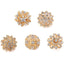 5 Pack Rhinestone Brooches Gold Plated with Mandala Crystal - Gleaming Floral Sash Pins for Wedding Bouquets & Events