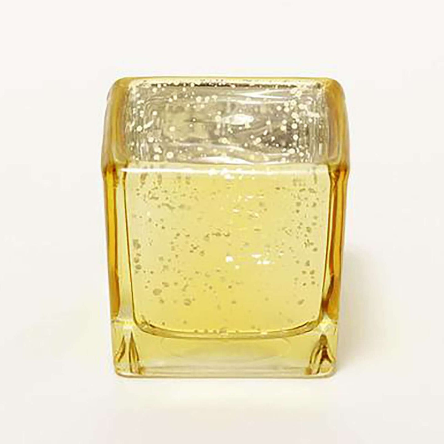 12-Pack Mercury Glass Candle Holders Gold with Speckled Design - Square Votive Tealight Holders 2"