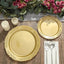 10-Pack Plastic 10" Round Dinner Plates Gold Embossed Scalloped Edge - Chic Disposable Party Plates for Special Occasions & Banquets