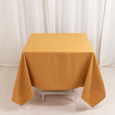Premium Polyester Square Tablecloth 70"x70" Gold 220GSM Wrinkle-Resistant Table Cover for Stylish Gatherings