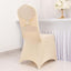 Spandex Chair Cover with Silver Rhinestone Buckled Sash Band Beige - Stretch Fitted Slipcover