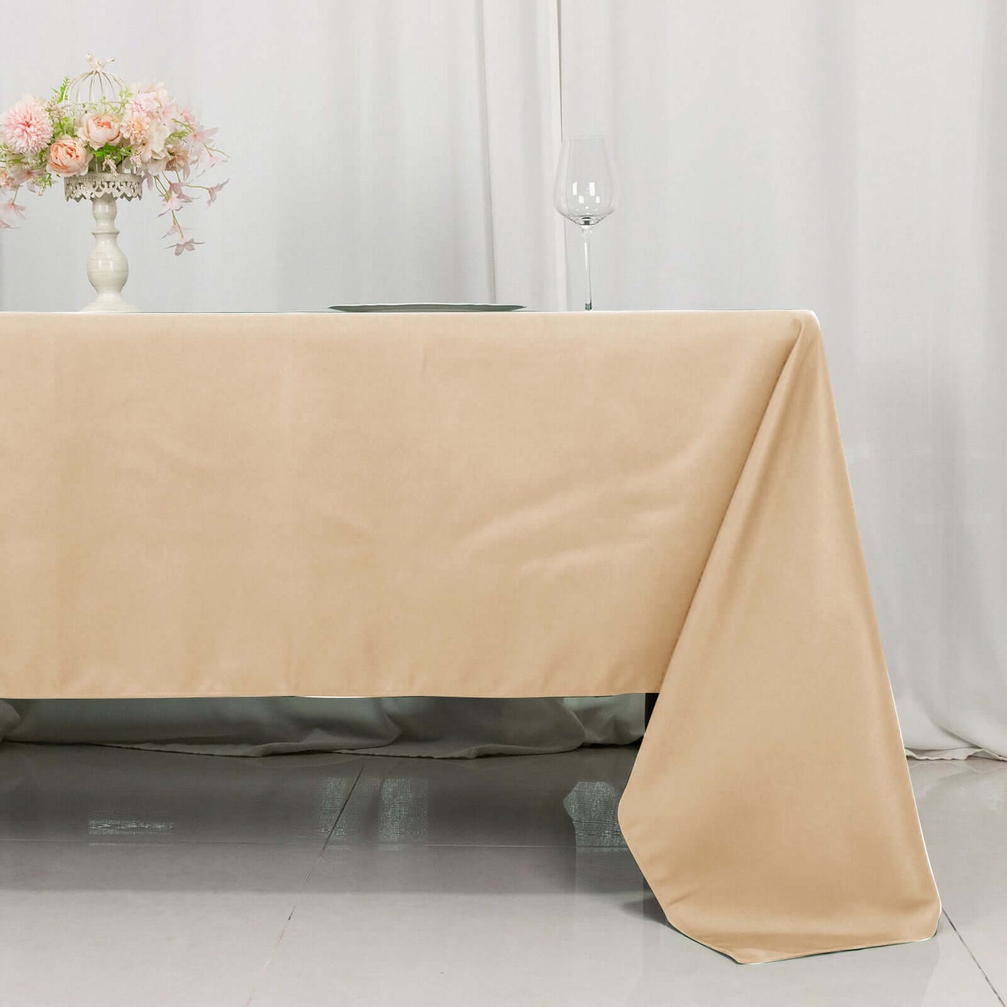 Premium Polyester 60"x126" Rectangle Tablecloth Beige - Stain-Resistant 220GSM Finish Table Cover