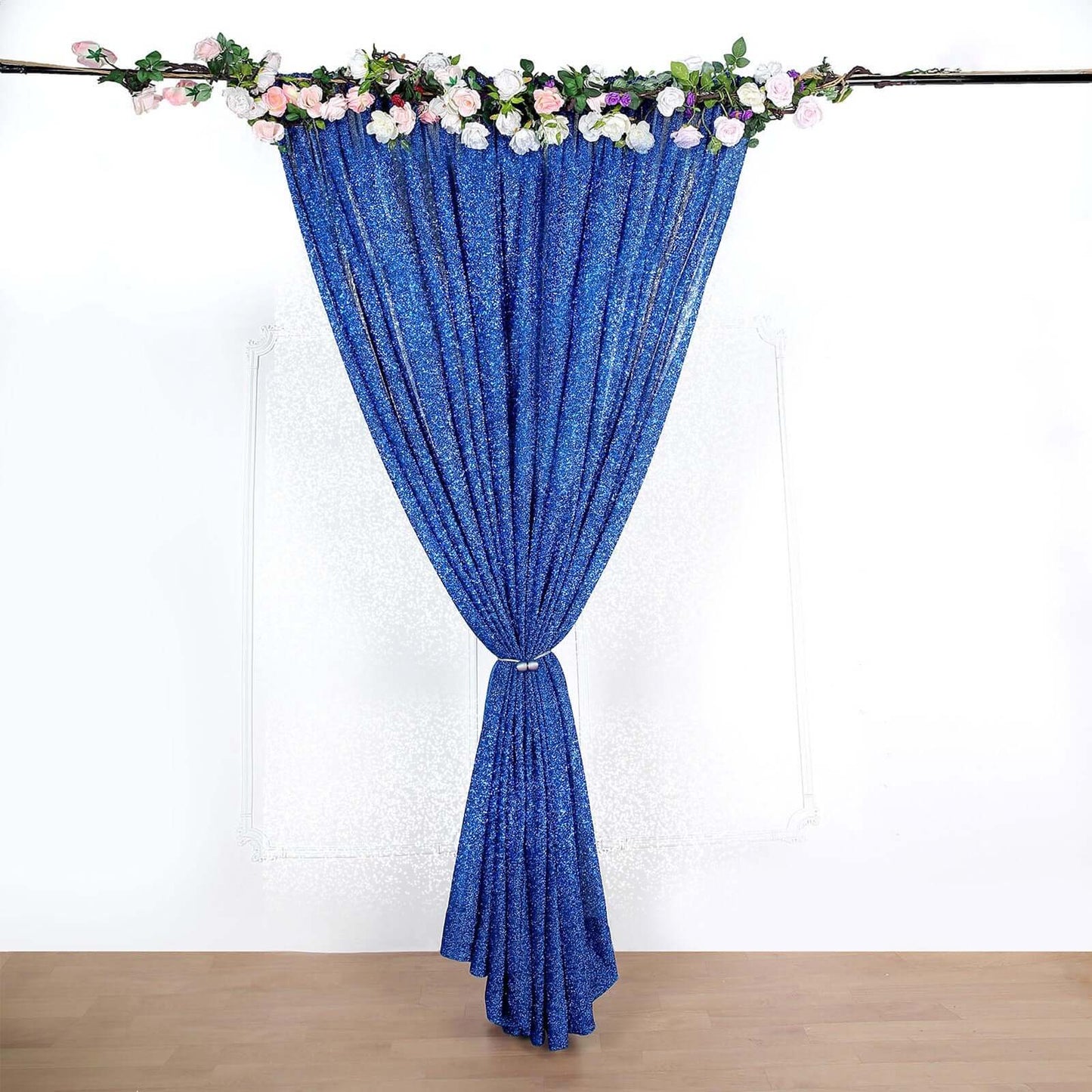 20ftx10ft Royal Blue Metallic Shimmer Tinsel Event Curtain Drapes, Backdrop Event Panel