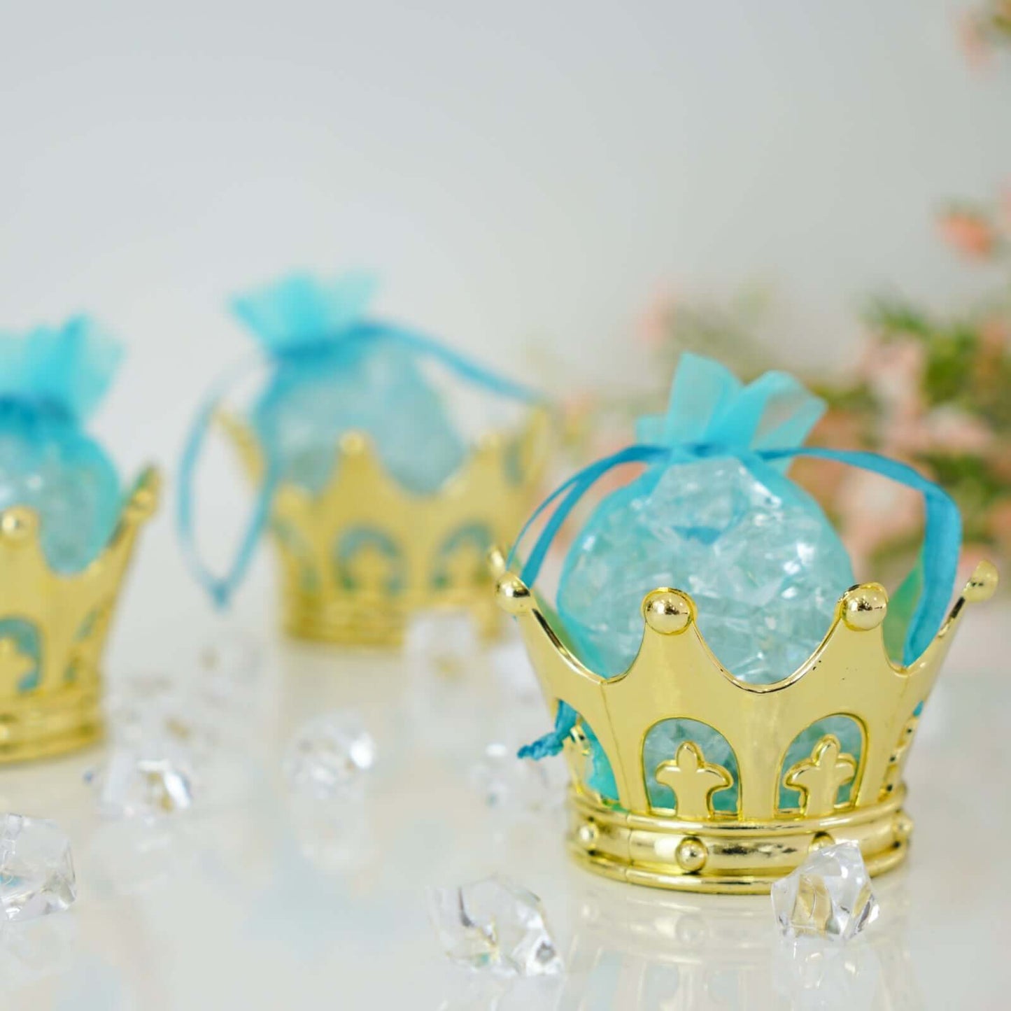 12-Pack Fillable Mini Crown Candy Container Gold - Regal Baby Shower Candy Treat Favor Containers 3"
