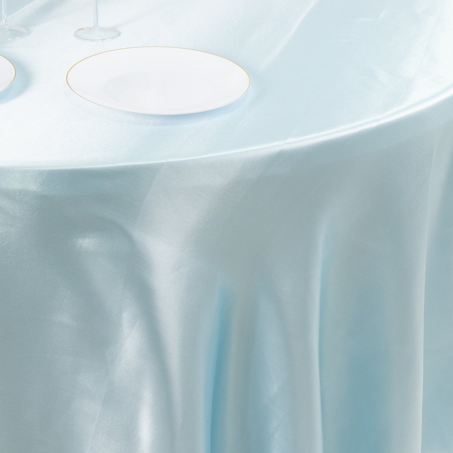 Satin 120" Round Tablecloth Light Blue - Stylish Seamless Table Cover
