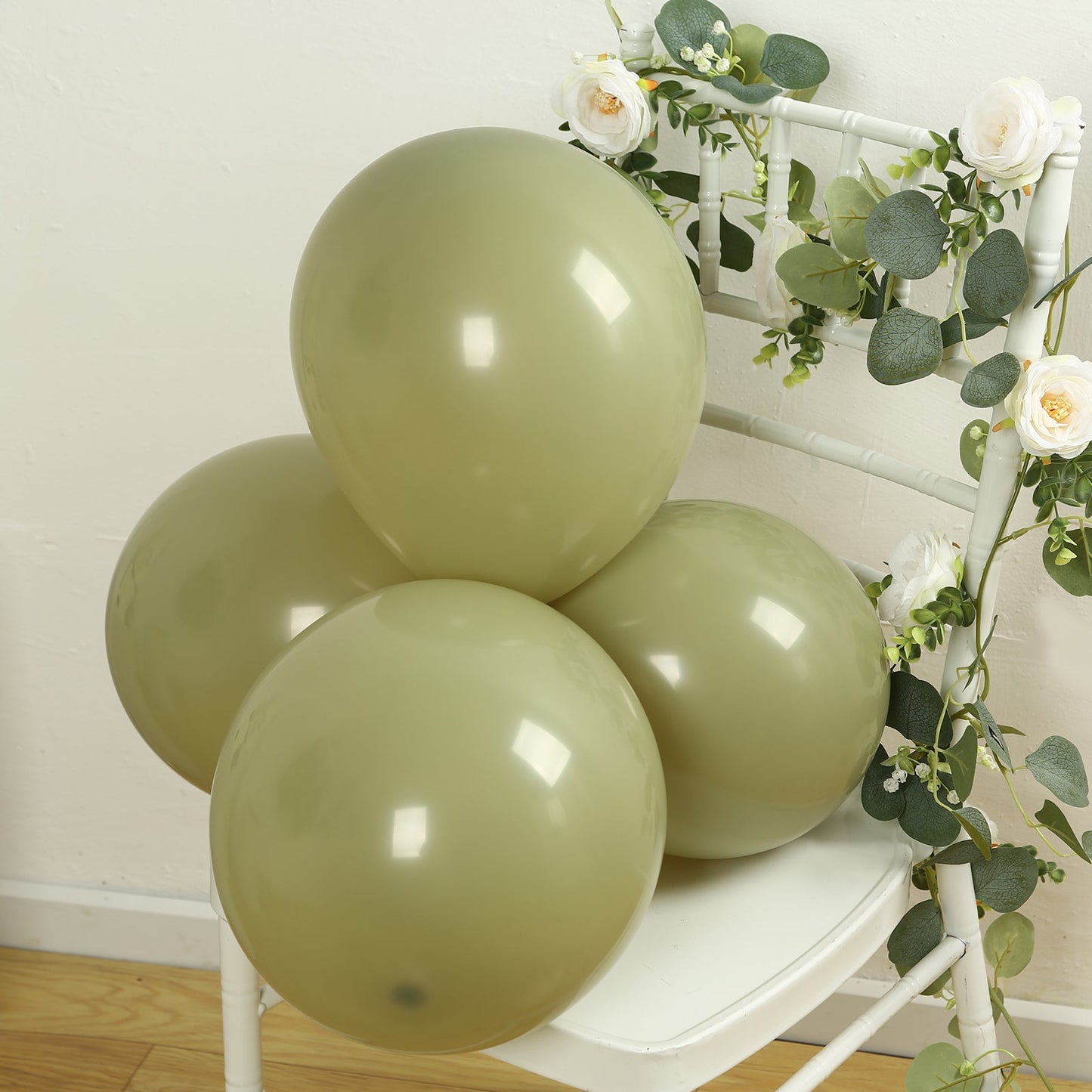 50 Pack Matte Pastel Olive Green Biodegradable Balloons 12", Round Eco-friendly Thick Latex Party Balloons