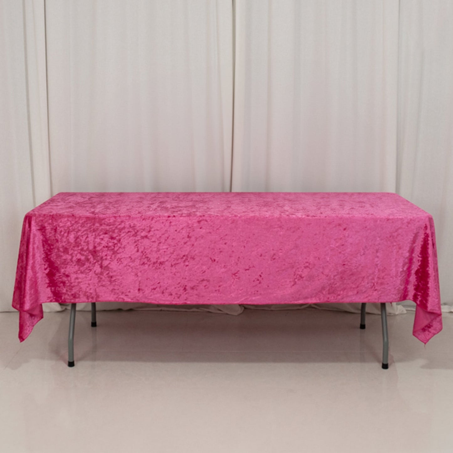 Premium Crushed Velvet 60"x102" Rectangle Tablecloth Fuchsia - Reusable Soft Table Cover