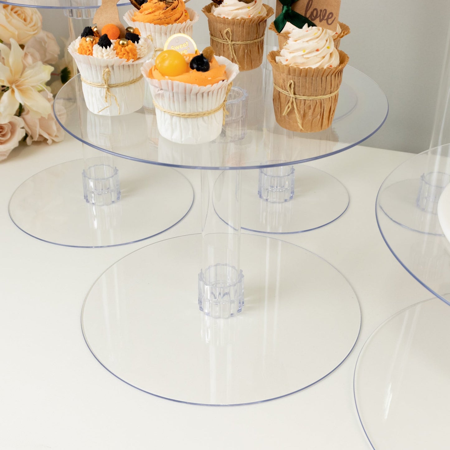 8-Tier Acrylic Cake Stand Set Clear - Assorted Sizes for Buffet Party Tables