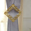 Set of 2 7" Gold Barrette Style Diamond Backdrop Drapery Holdbacks, Square Acrylic Crystal Curtain Brooch Tie Backs