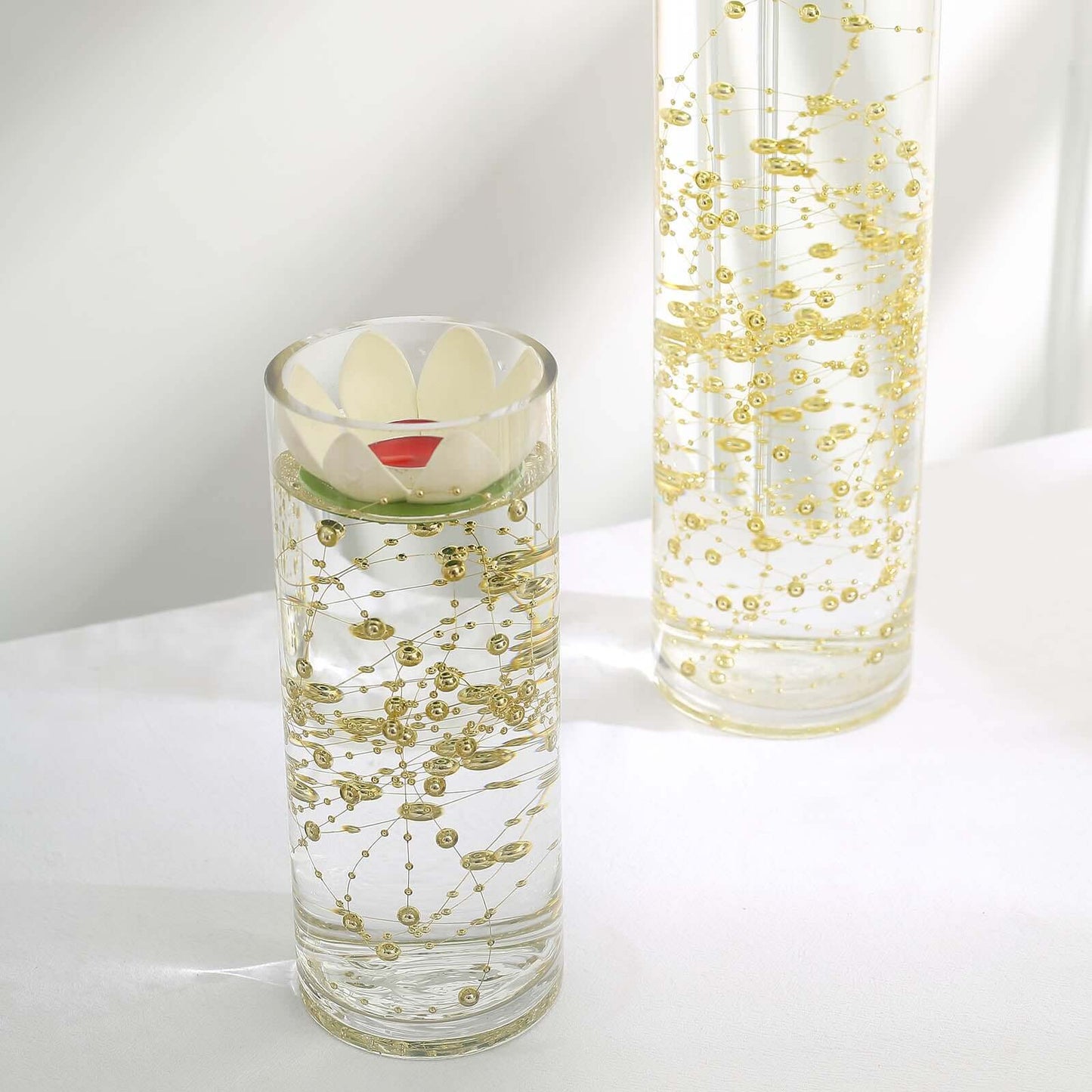 Faux Pearl String Beads Vase Filler - Gold DIY Craft Fishing Line Pearl Chains 100ft