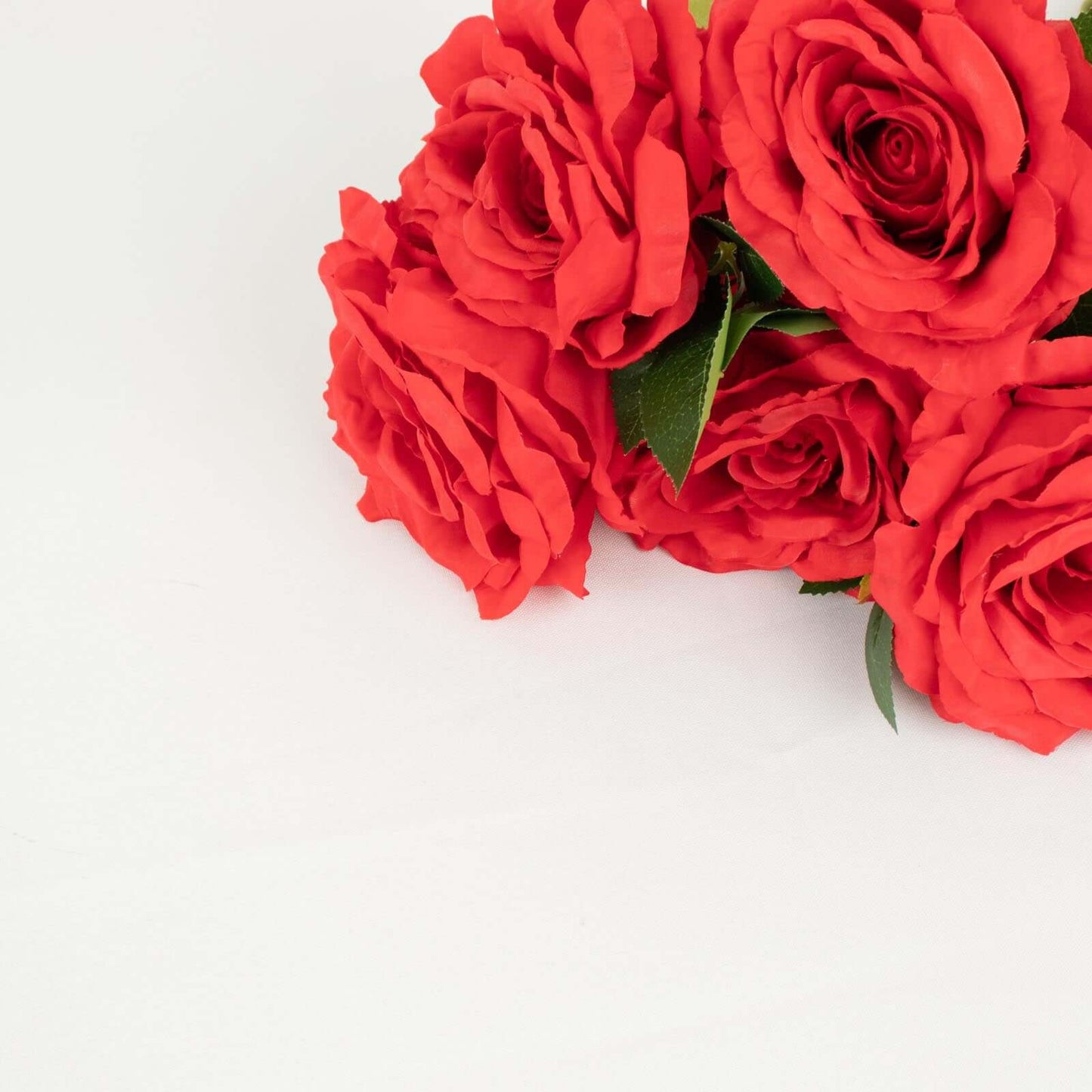 2 Bushes 17" Red Premium Silk Jumbo Rose Flower Bouquet, High Quality Artificial Wedding Floral Arrangements