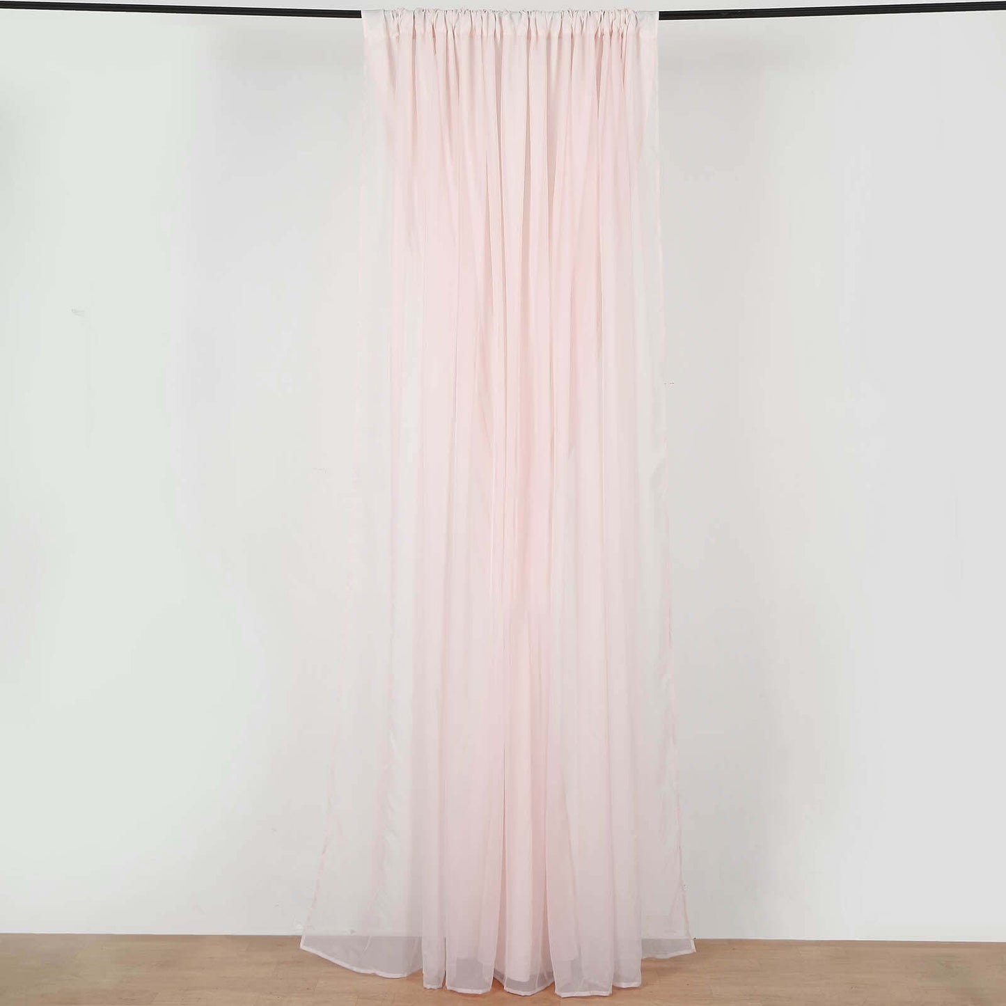 Blush Chiffon Polyester Event Curtain Drapes, Dual Layer Divider Backdrop Curtain Panels with Rod Pockets - 10ftx10ft