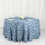 Satin 120" Round Tablecloth Dusty Blue - Grandiose 3D Rosette with Seamless Finish Table Cover
