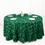 Satin 120" Round Tablecloth Hunter Emerald Green - Grandiose 3D Rosette with Seamless Finish Table Cover