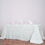 Satin 90"x132" Rectangle Tablecloth White - Grandiose 3D Rosette Design with Seamless Finish for Graceful Gatherings