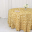 Satin 120" Round Tablecloth Champagne - Grandiose 3D Rosette with Seamless Finish Table Cover