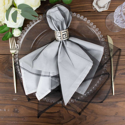 10 Pack Organza 23"x23" Napkins Black - Sheer Cloth Napkins