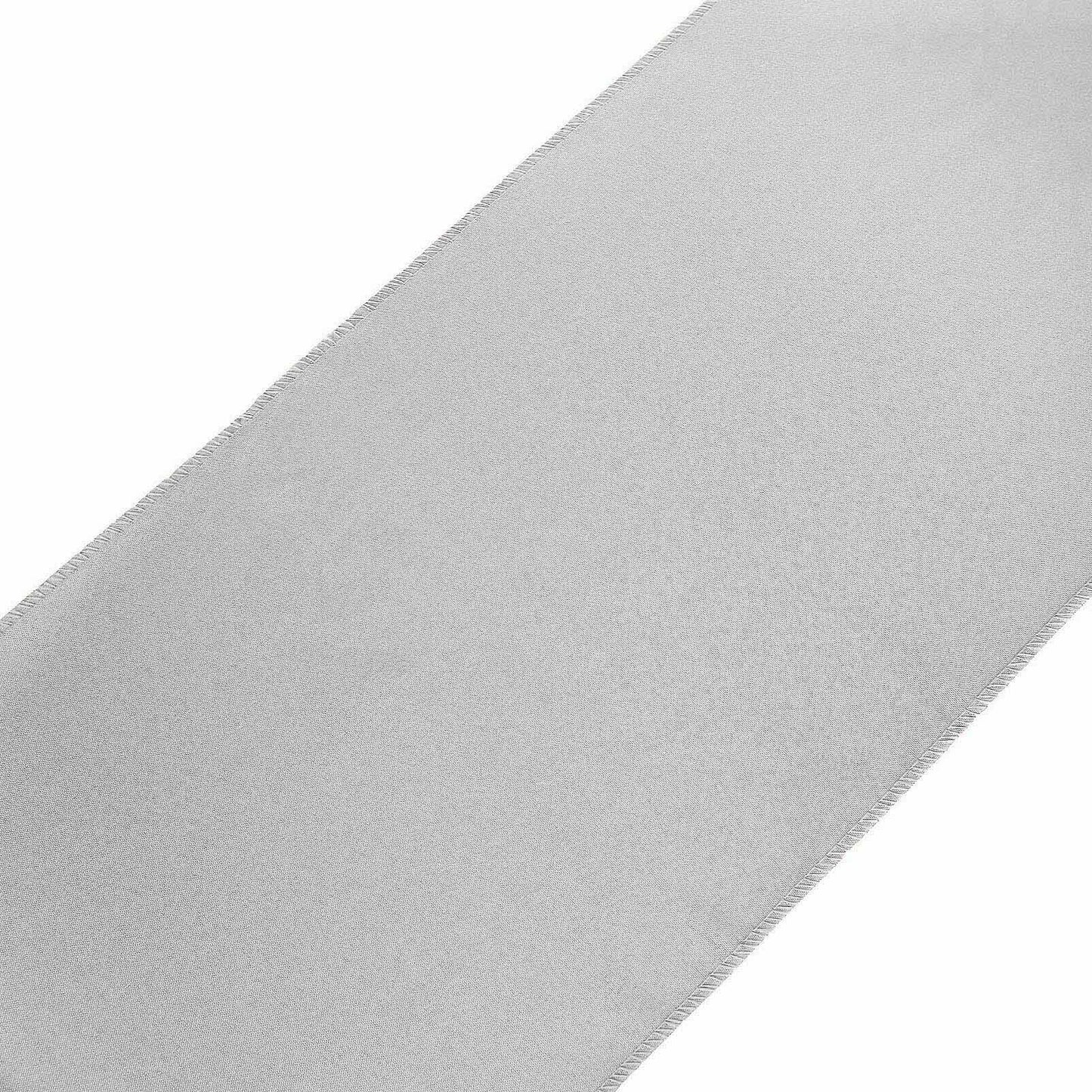 Polyester 12"x108" Table Runner Silver - Durable & Wrinkle-Resistant Table Decor
