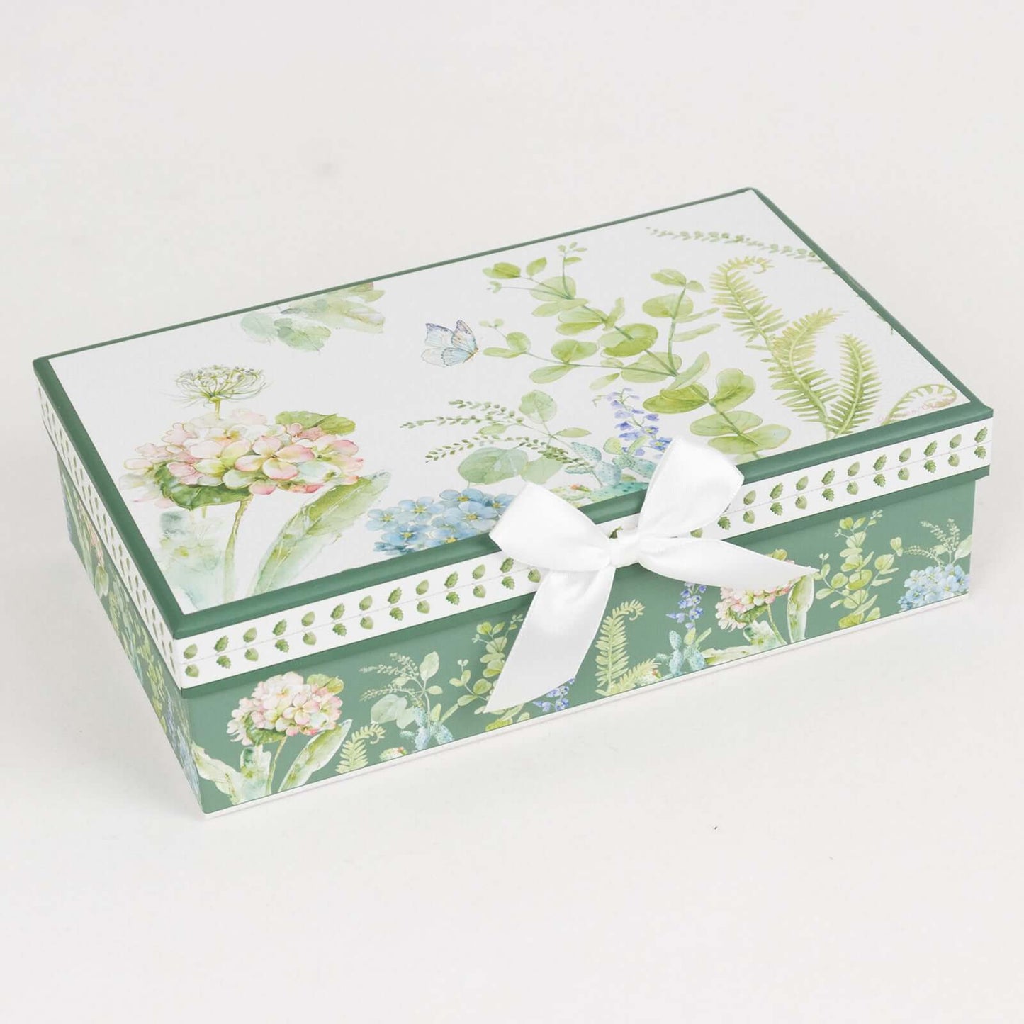 Greenery Theme Bridal Shower Gift Set, Set of 2 Porcelain Espresso Cups and Saucers with Matching Keepsake Box