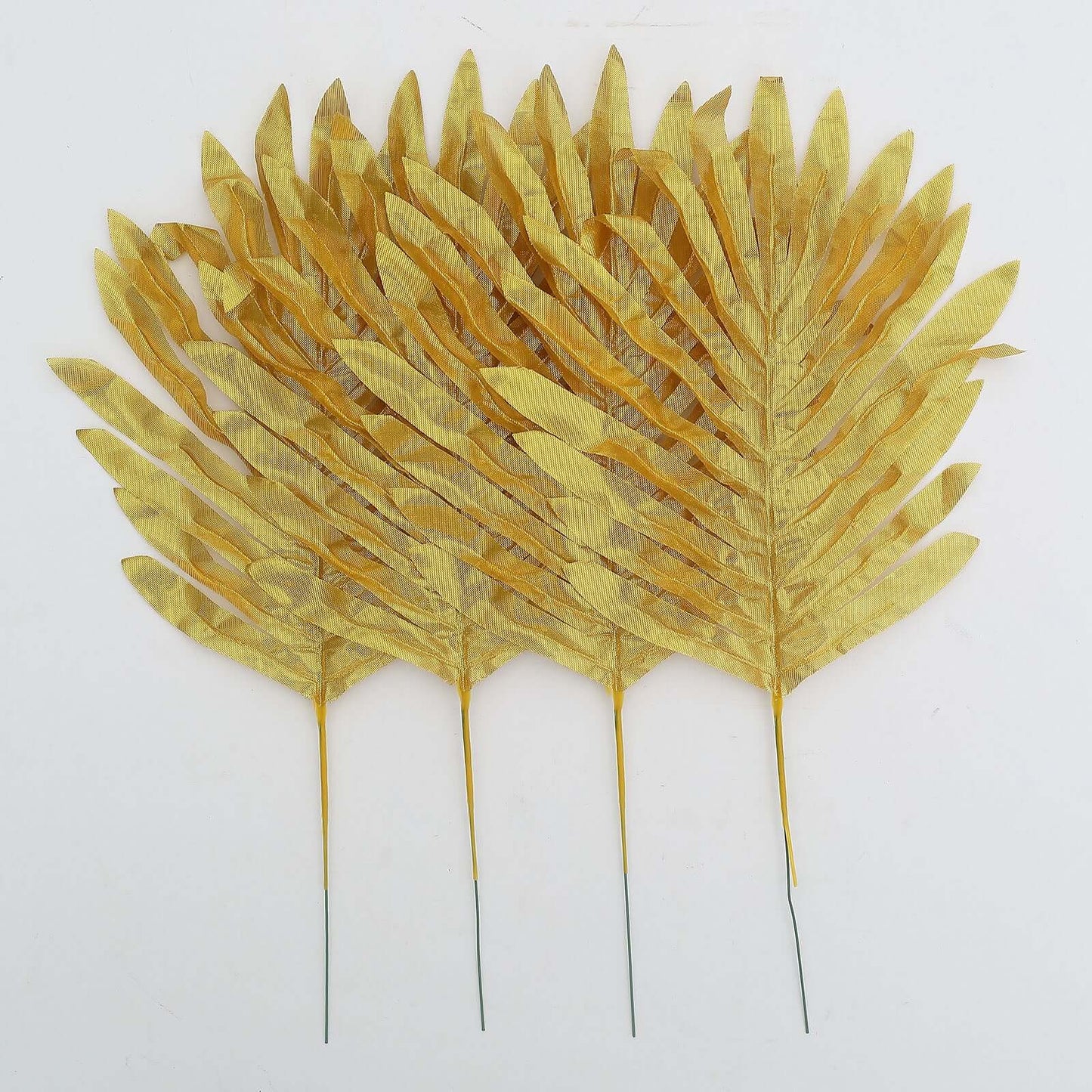 28 Pack Green And Gold Silk Tropical Monstera Palm Leaves, Assorted Artificial Jungle Theme Branches