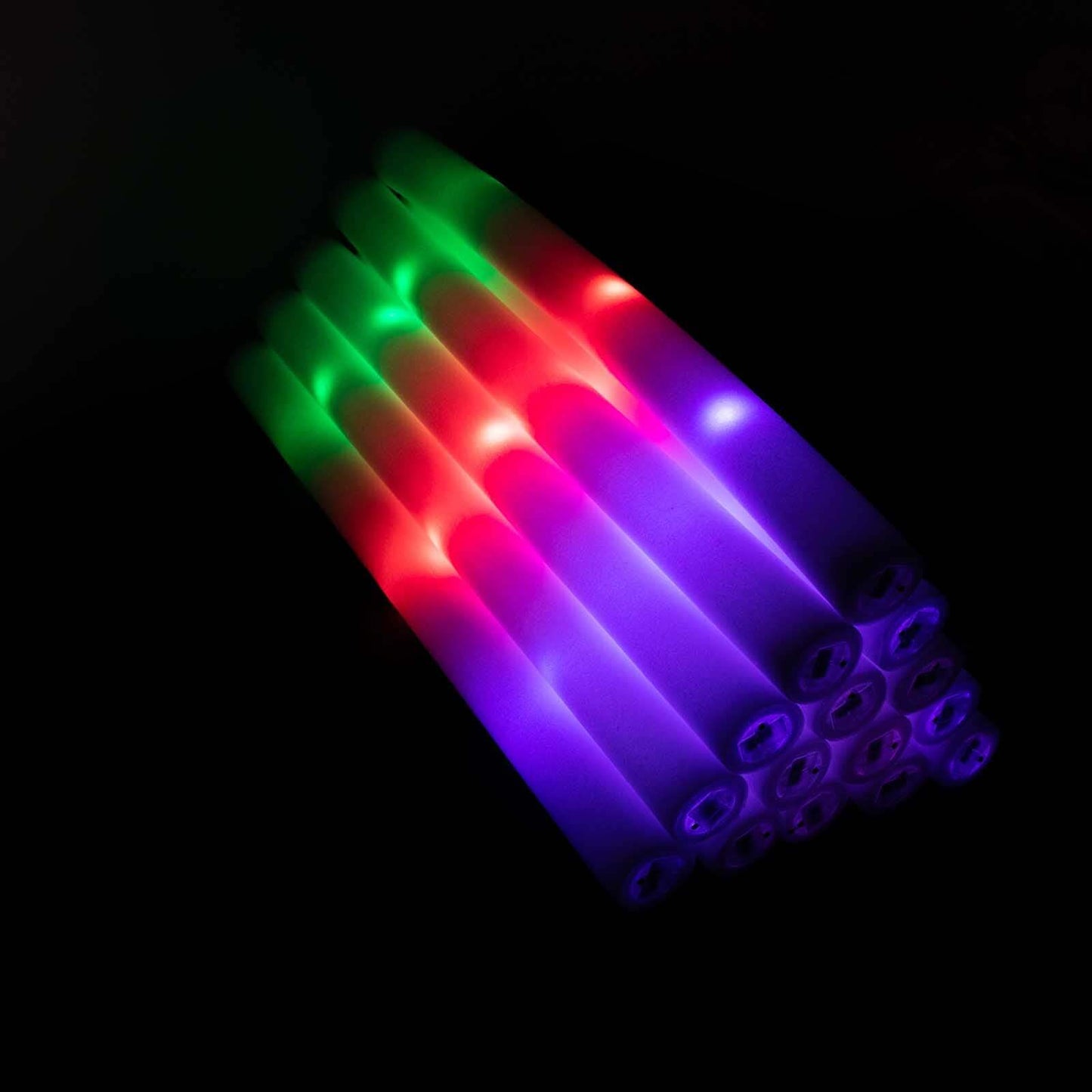 20 Pack Multicolor LED Foam Party Glow Sticks With 3 Flashing Modes, 19" Reusable Battery Operated Light Sticks