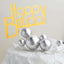 12 Pcs Cake Topper Picks Faux Pearl Ball Design Silver - Foam Balloon DIY Cupcake Decor Supplies Assorted Sizes